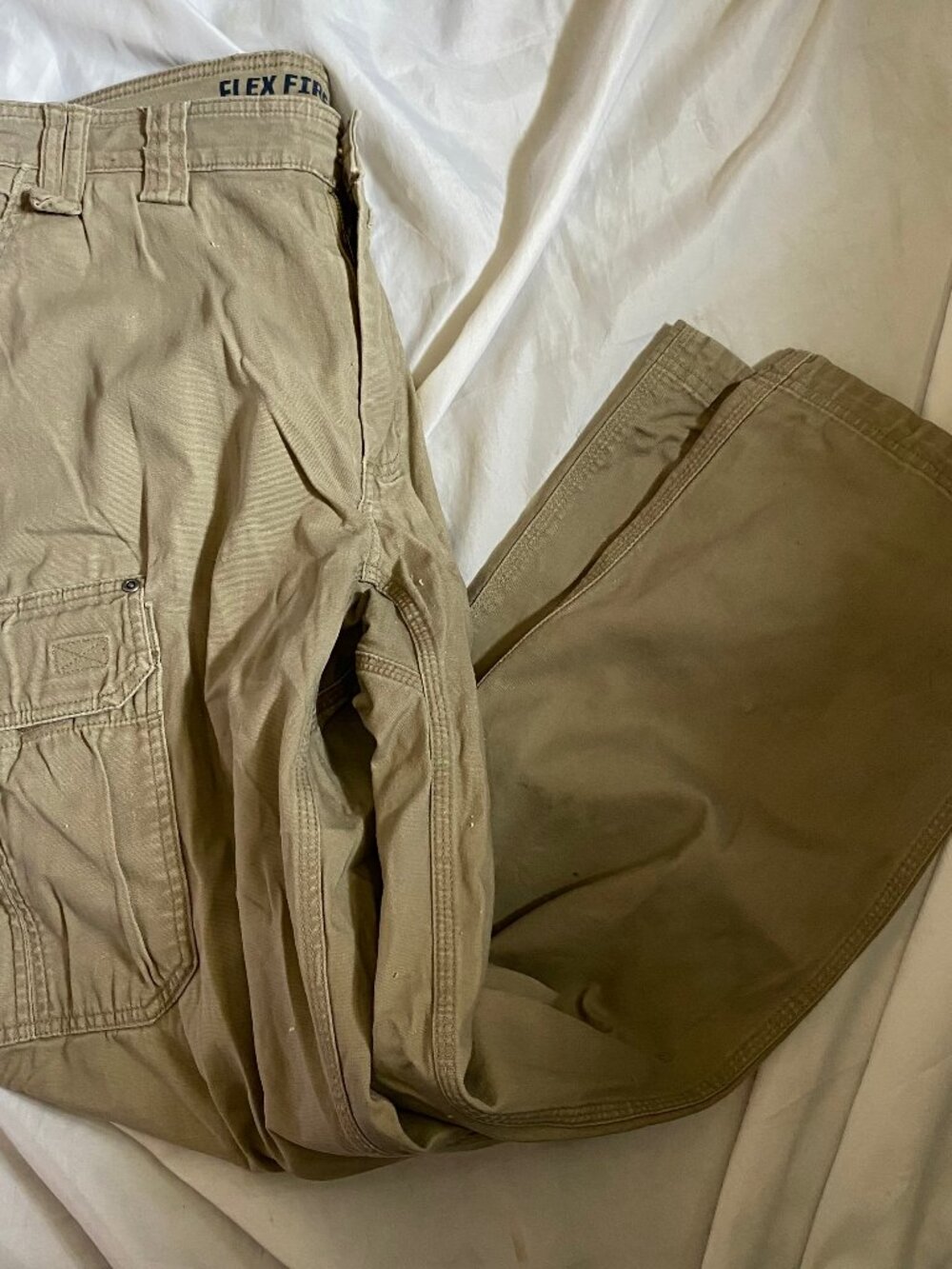 Duluth Trading Co Flex Fire Hose Cargo Pockets Work Pants Khaki Men's 36x34